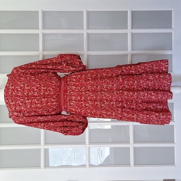 Max Studio Floral V-neck Midi Dress with Balloon Sleeves - Picture 3 of 15